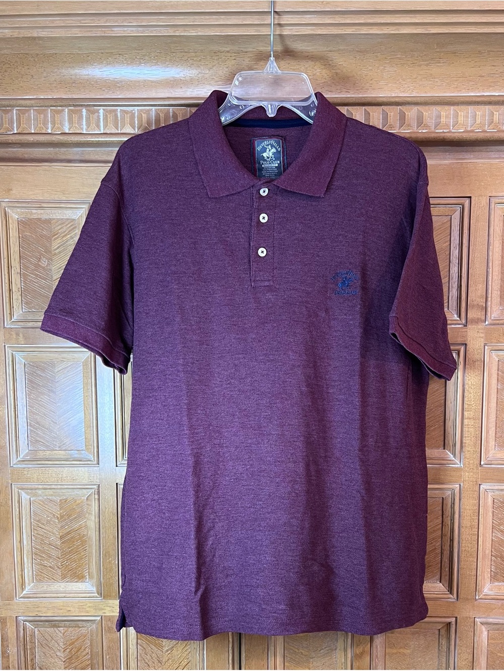 Beverly Hills Polo Club Polo Shirt Men’s L Burgundy Modern Fit Cotton Blend